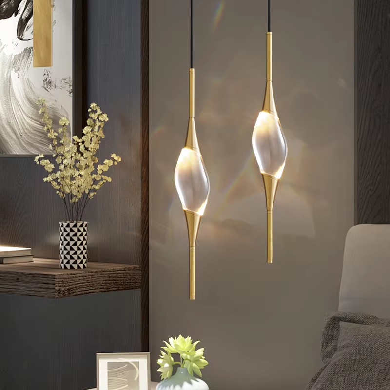 Copper Oval Crystal Pendant Light