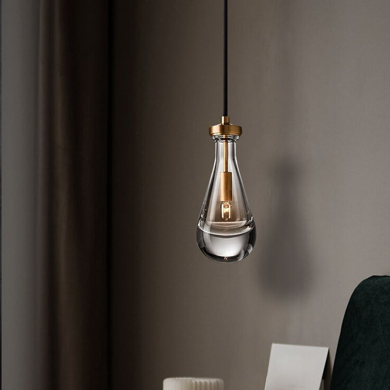 Copper Water Drop Crystal Pendant Light