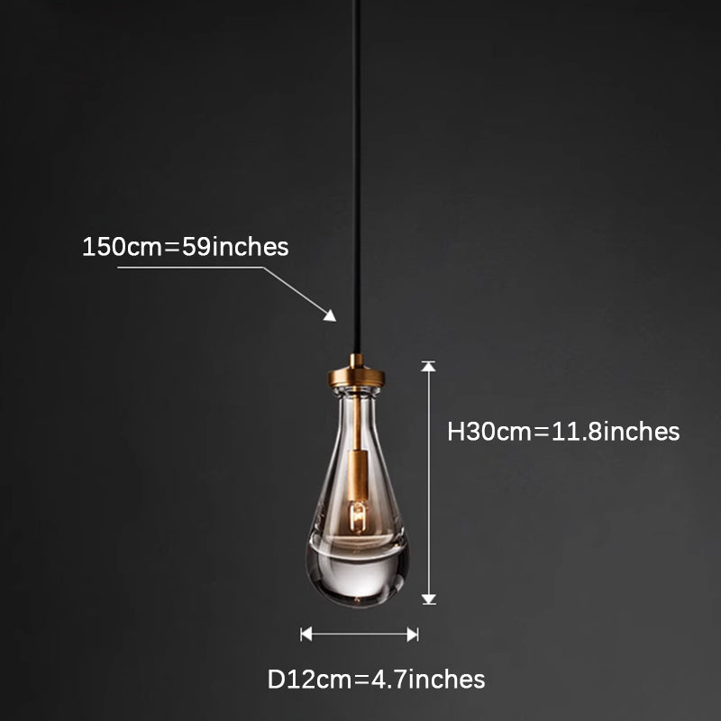 Copper Water Drop Crystal Pendant Light