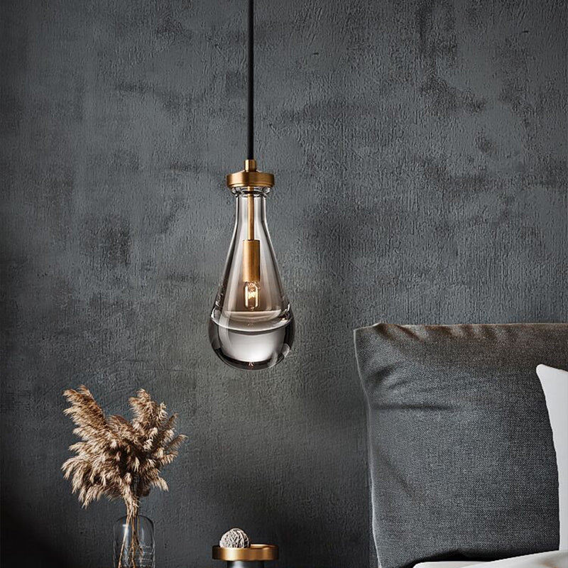 Copper Water Drop Crystal Pendant Light