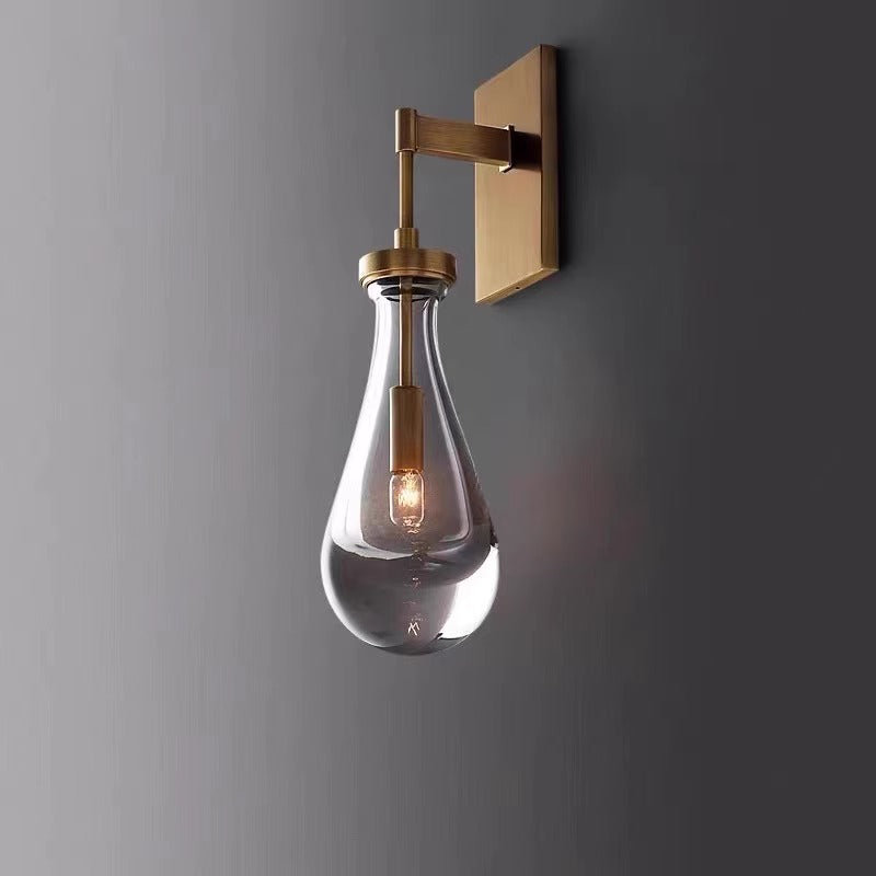 Copper Water Drop Crystal Pendant Light