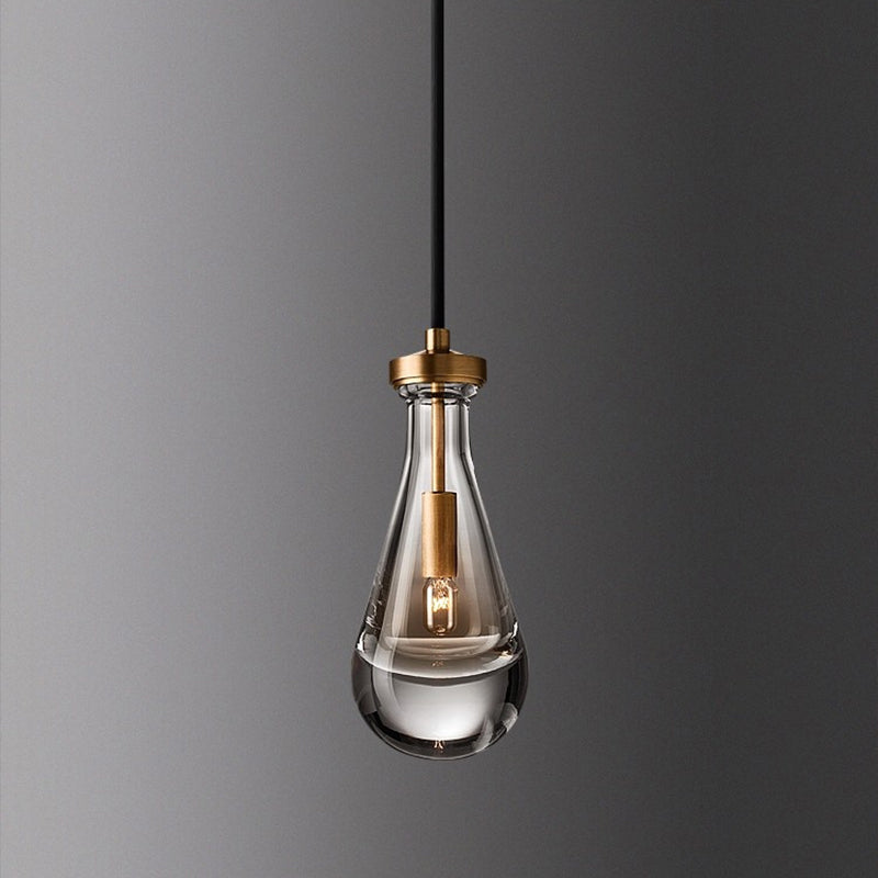 Copper Water Drop Crystal Pendant Light