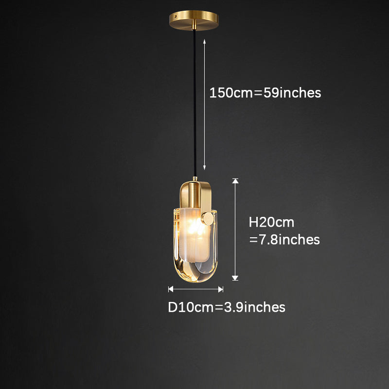 Copper Bucket Crystal Pendant Light
