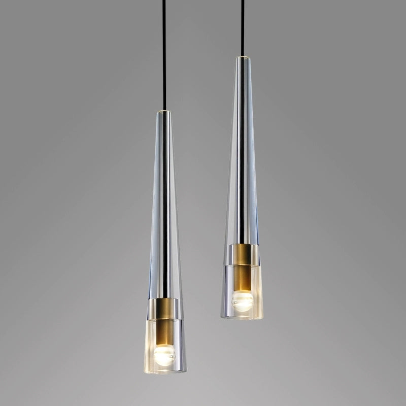 Copper Conical Crystal Bedside Pendant Light
