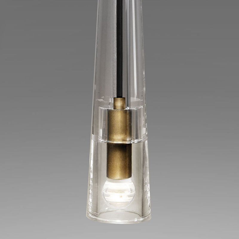 Copper Conical Crystal Bedside Pendant Light