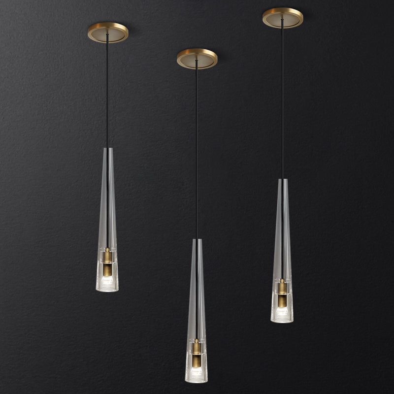 Copper Conical Crystal Bedside Pendant Light