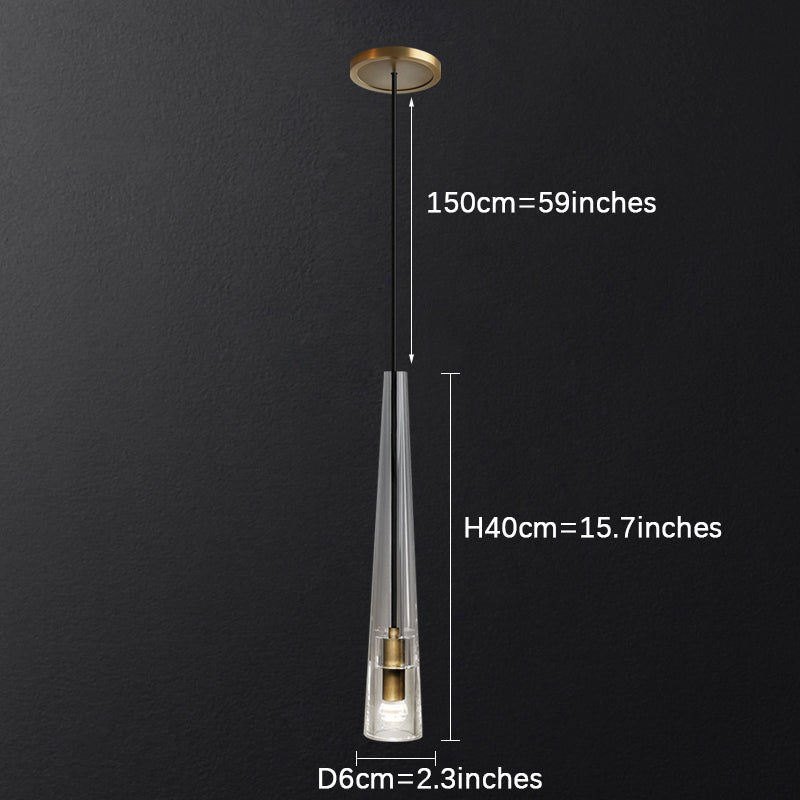 Copper Conical Crystal Bedside Pendant Light