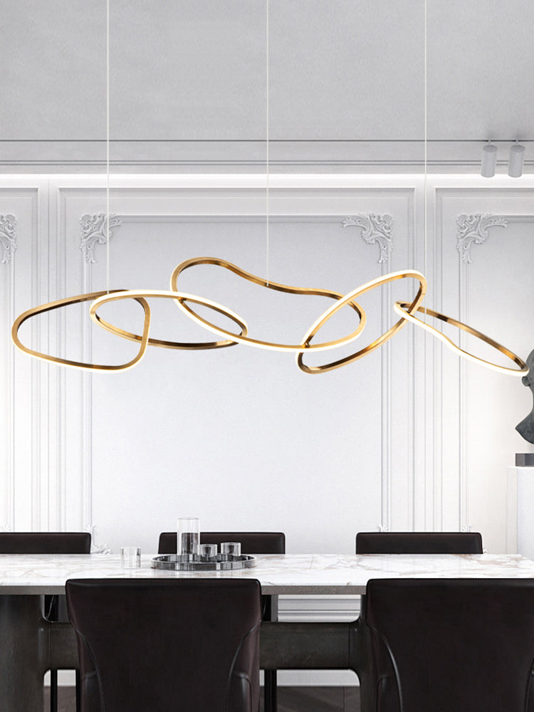 Creativity Golden Special-Shaped 5 Rings Hanging Chandelier
