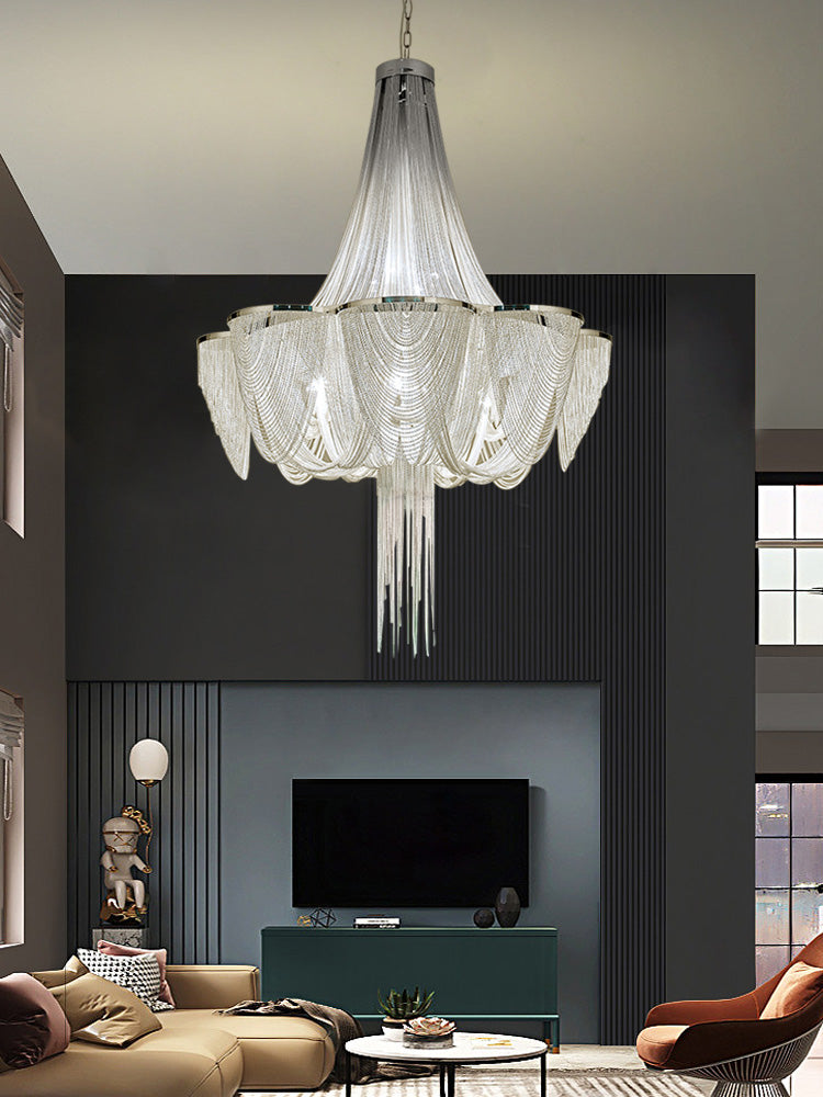 High Ceiling Aluminum Chain Chandelier