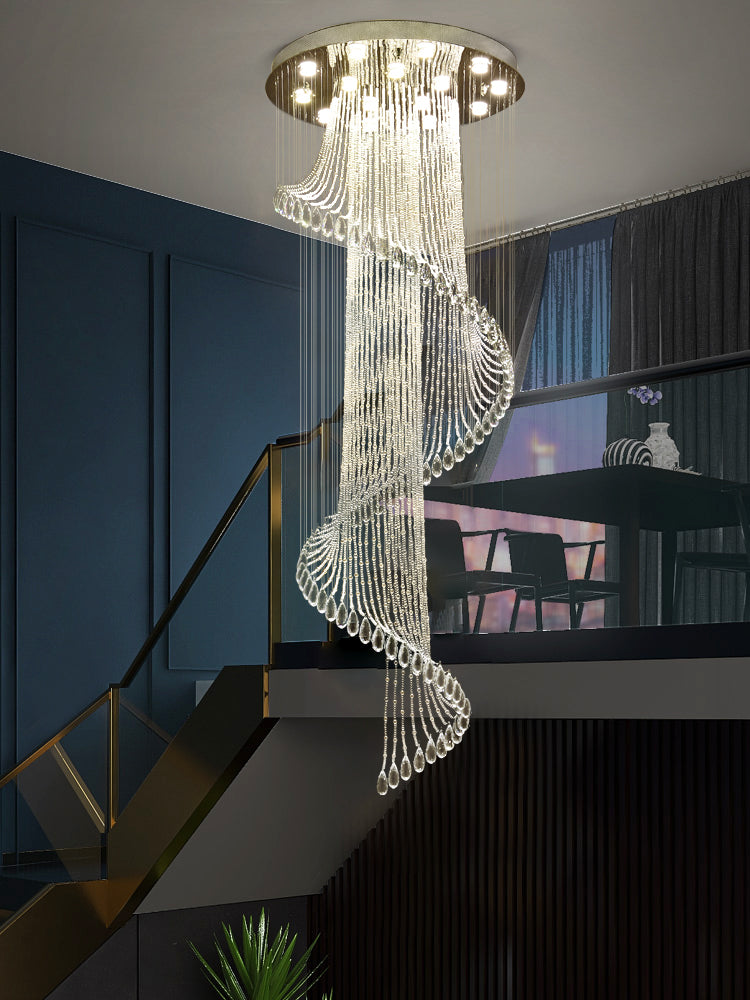 Spiral Waterfall Crystal Pendant Light