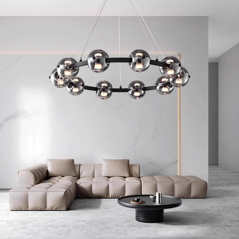 Smoke Grey Ball Simple Designer Living Room Chandelier