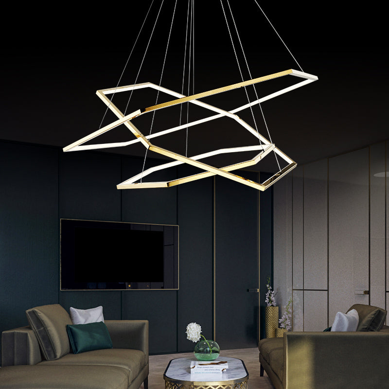 Stainless Steel Modern Gold Hexagon Pandant Light