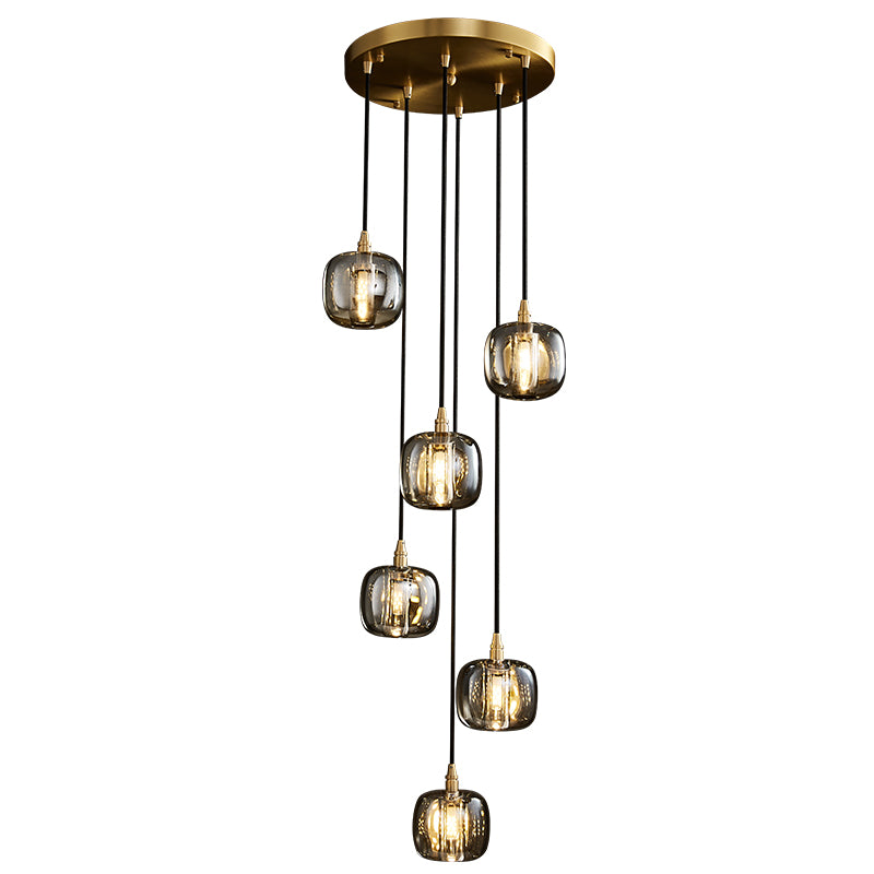 Copper Square Crystal Chandelier