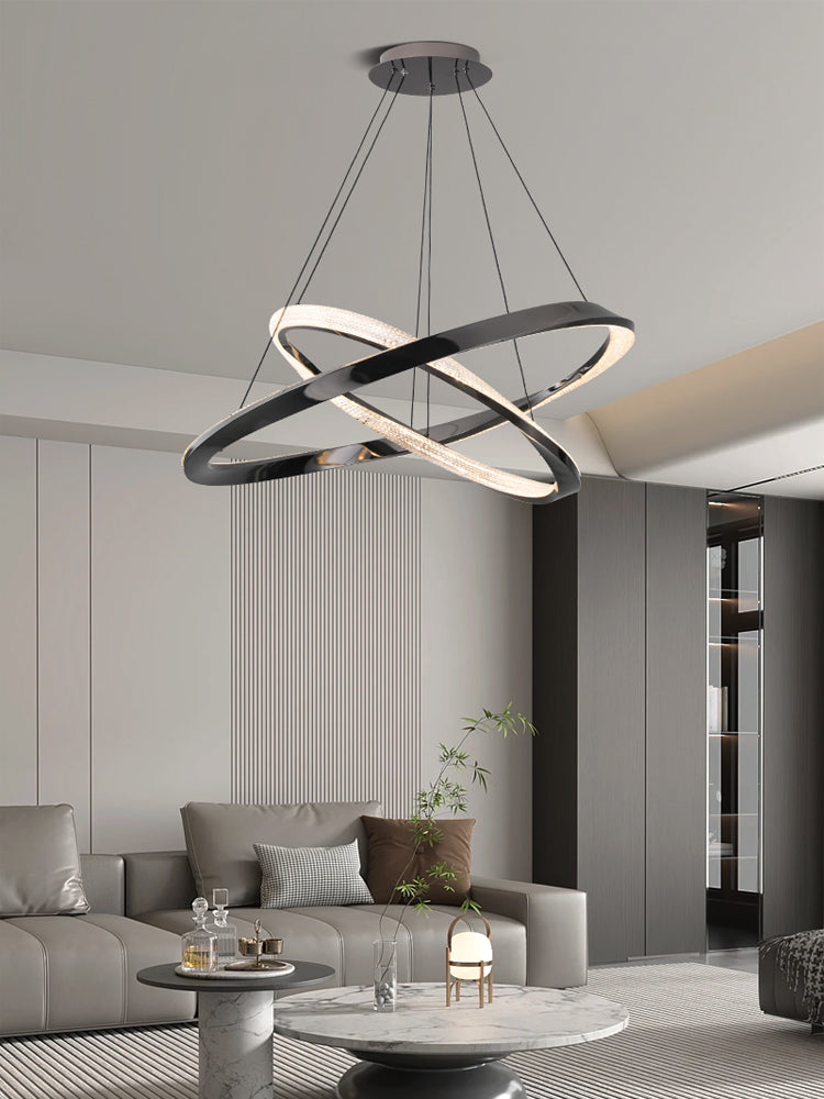 Modern Design Round Intersect Golden Black Living Room Chandelier