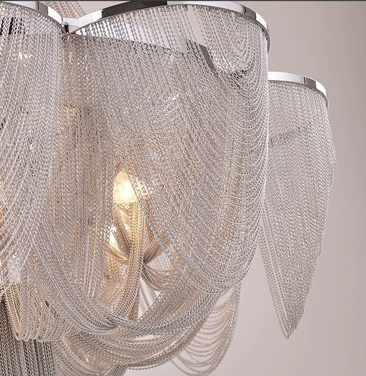 High Ceiling Aluminum Chain Chandelier