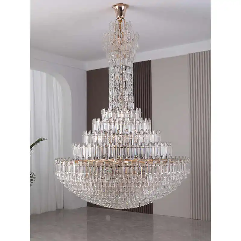 Modern Villa Living Room Luxury Crystal Chandelier High Ceiling Light