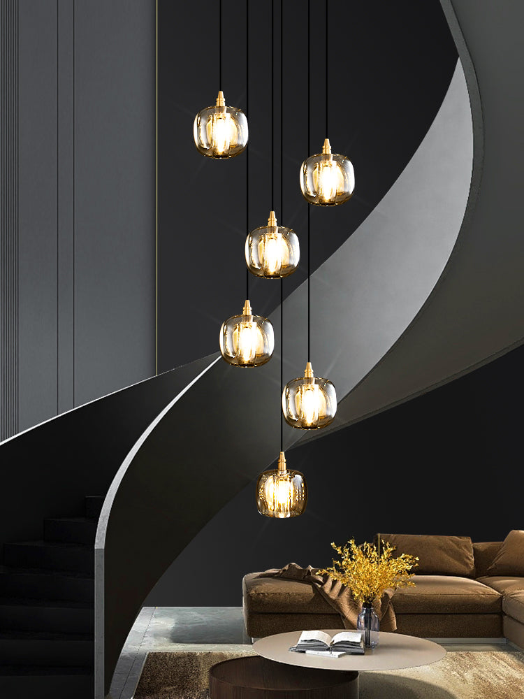 Copper Square Crystal Chandelier