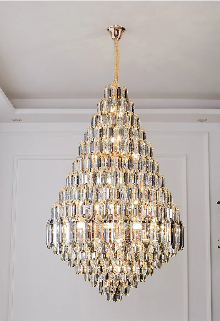 Post-modern Duplex Building Living Room Hollow Loft Large Crystal Chandelier