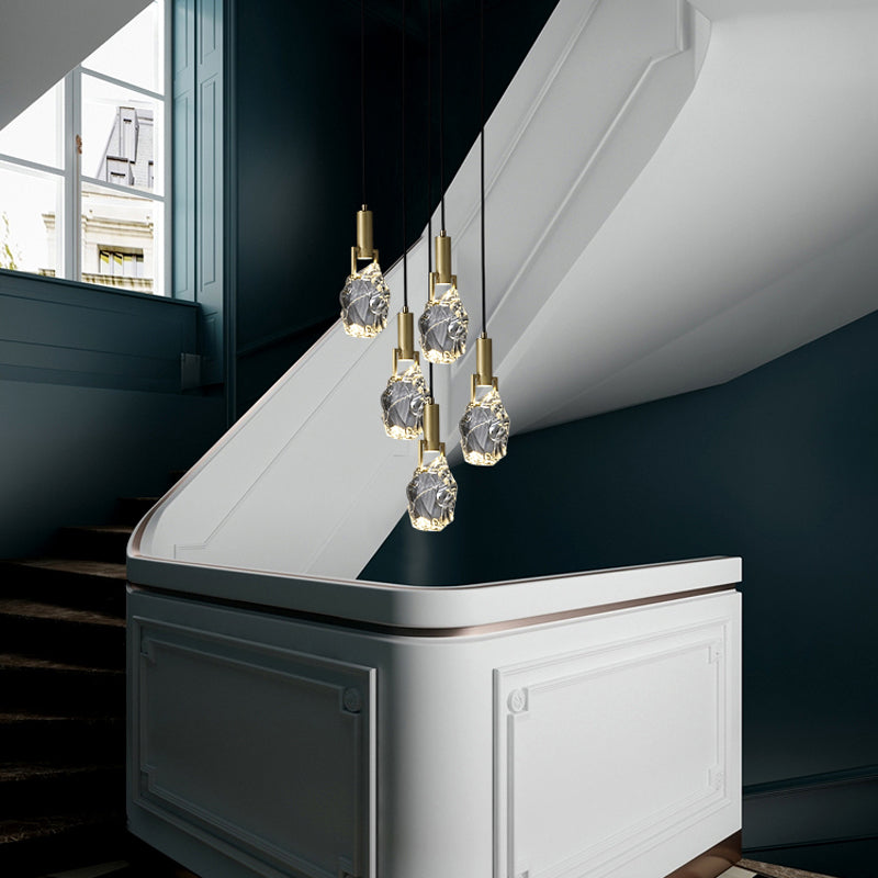 Copper Natural Crystal Pendant Lamp