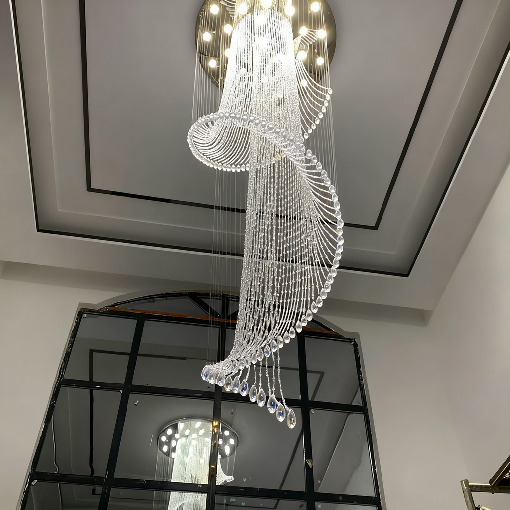 Spiral Waterfall Crystal Pendant Light