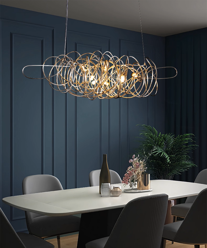 Special Shaped Golden Chrome Bar Pendant Light