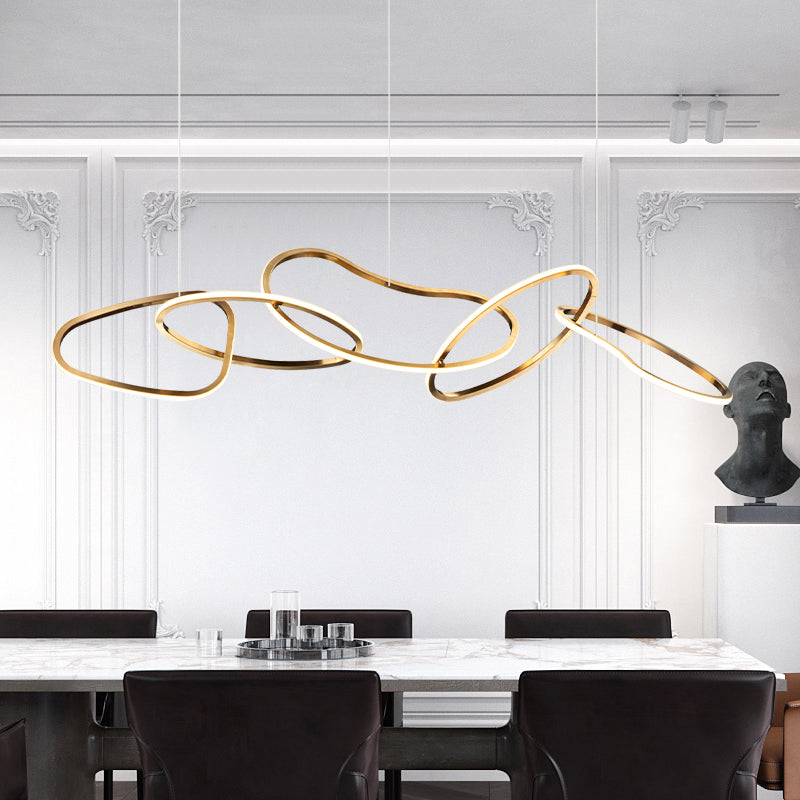 Creativity Golden Special-Shaped 5 Rings Hanging Chandelier