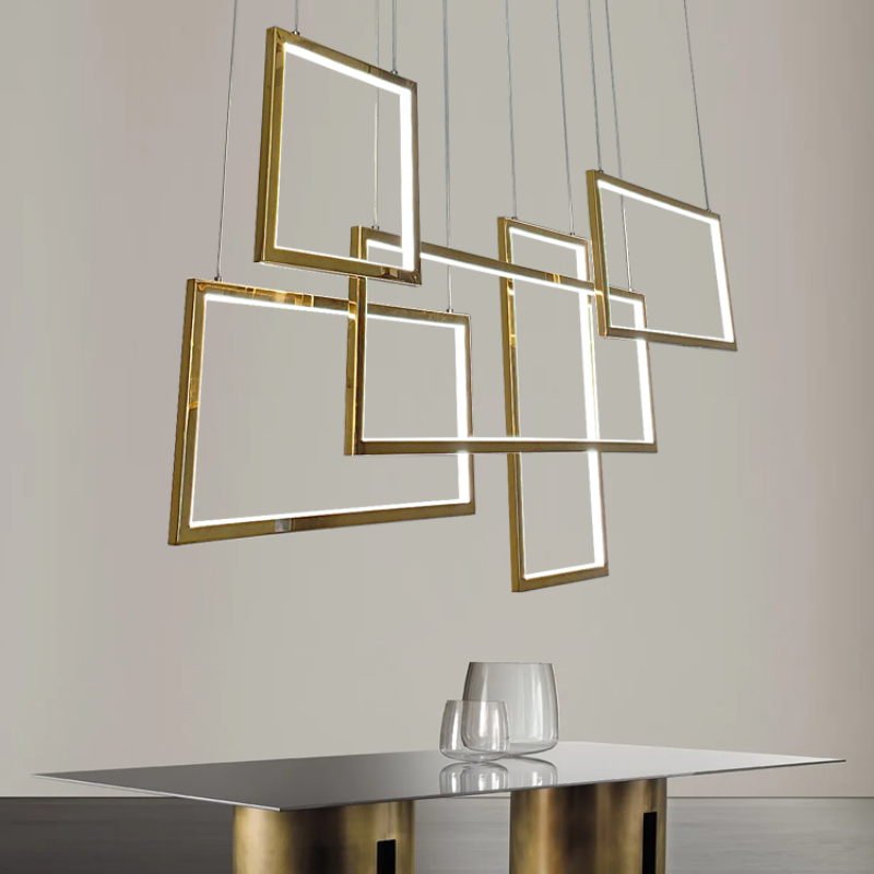 Rectangular LED Pendant Light Suitable for Restaurant Dining Room