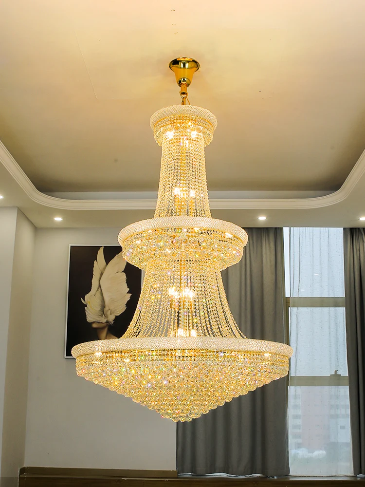 High Ceiling Wedding Hall Decor 3 layer Crystal Chandelier
