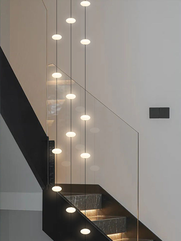 Modern Milky White Glass String Staircase Pendant Light