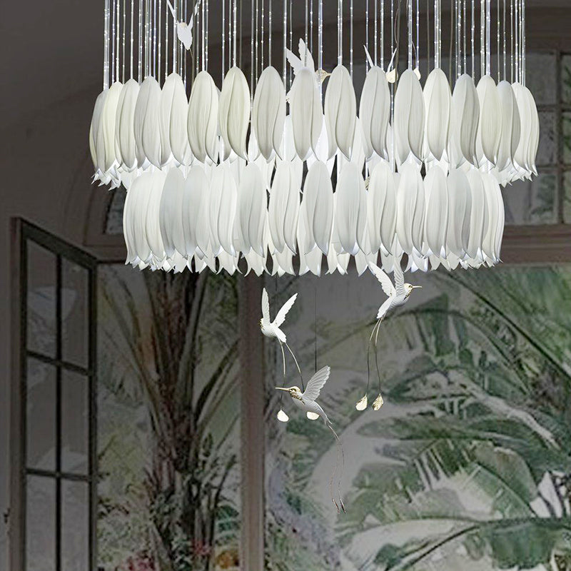 Ceramic Tulip Pendant Light with Bird