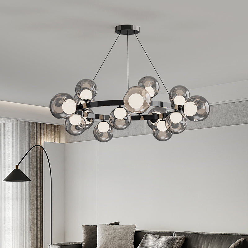 Ball in Ball Modern Black Chandelier for Living Room