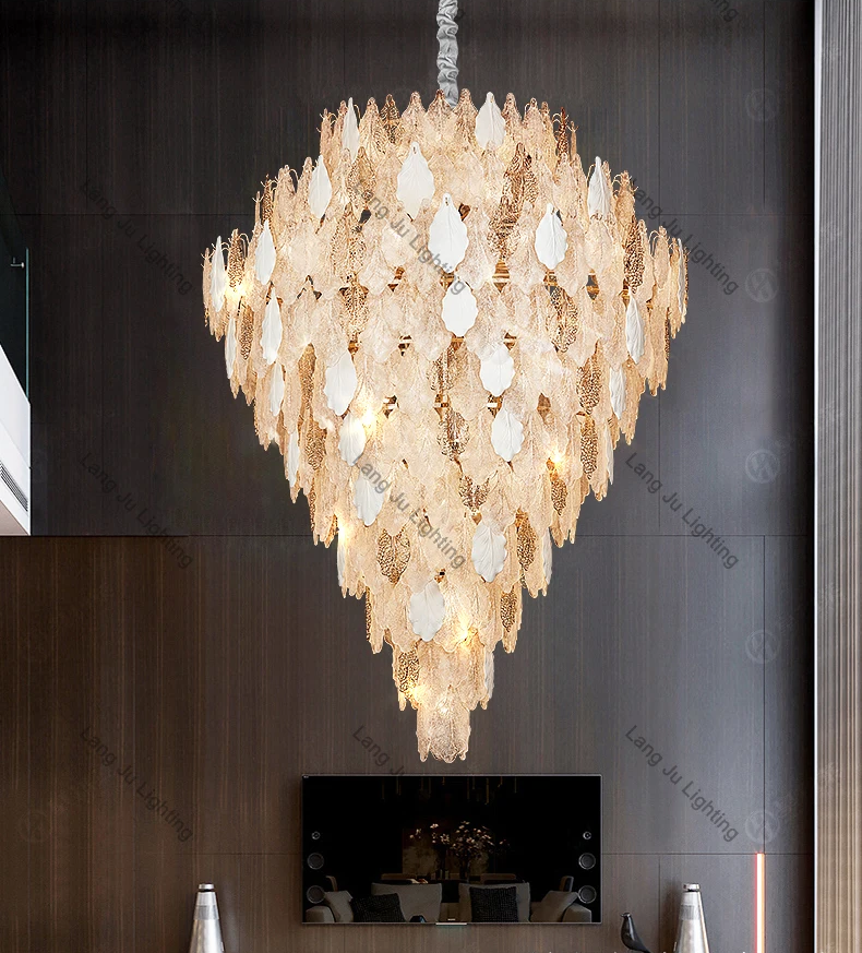 Modern Designer Style Glass Leaf Romantic Chandelier