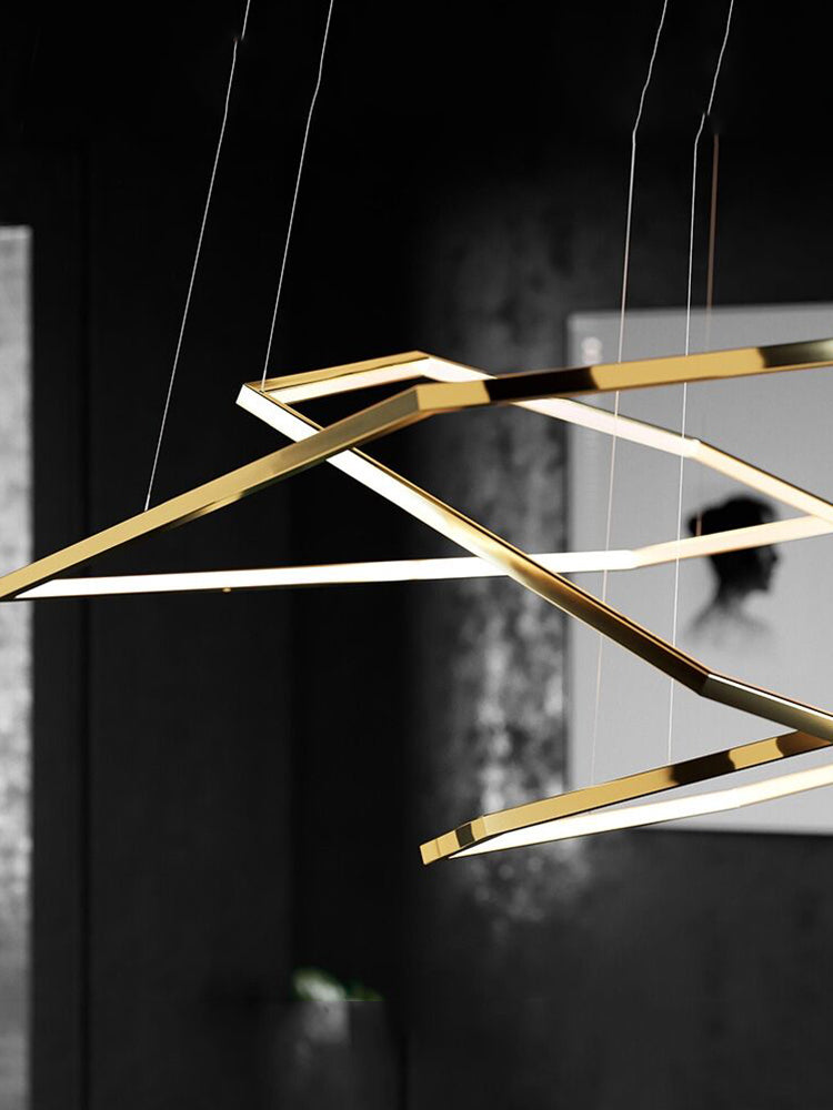 Stainless Steel Modern Gold Hexagon Pandant Light