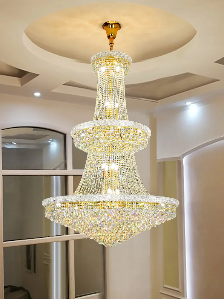 High Ceiling Wedding Hall Decor 3 layer Crystal Chandelier