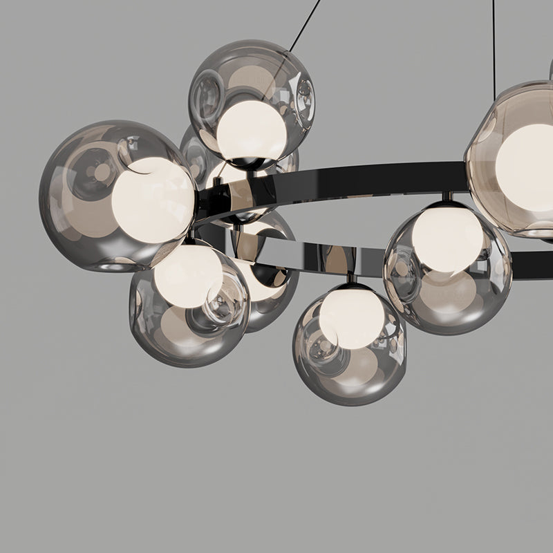 Ball in Ball Modern Black Chandelier for Living Room