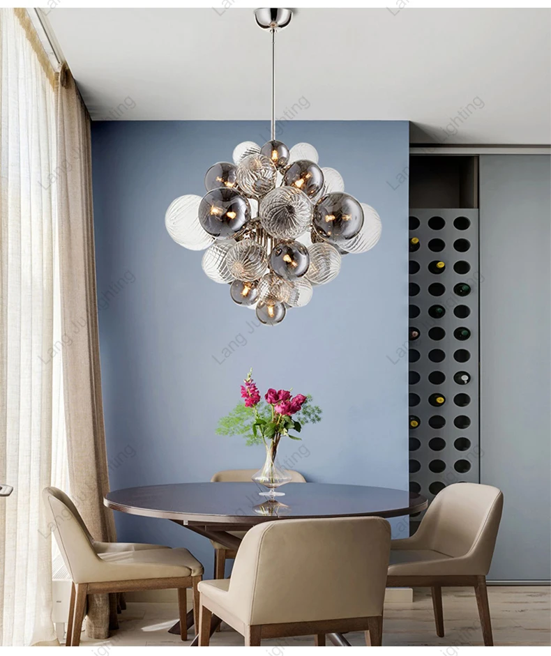 Two-color Creative Bubble Glass Ball Design Chandelier