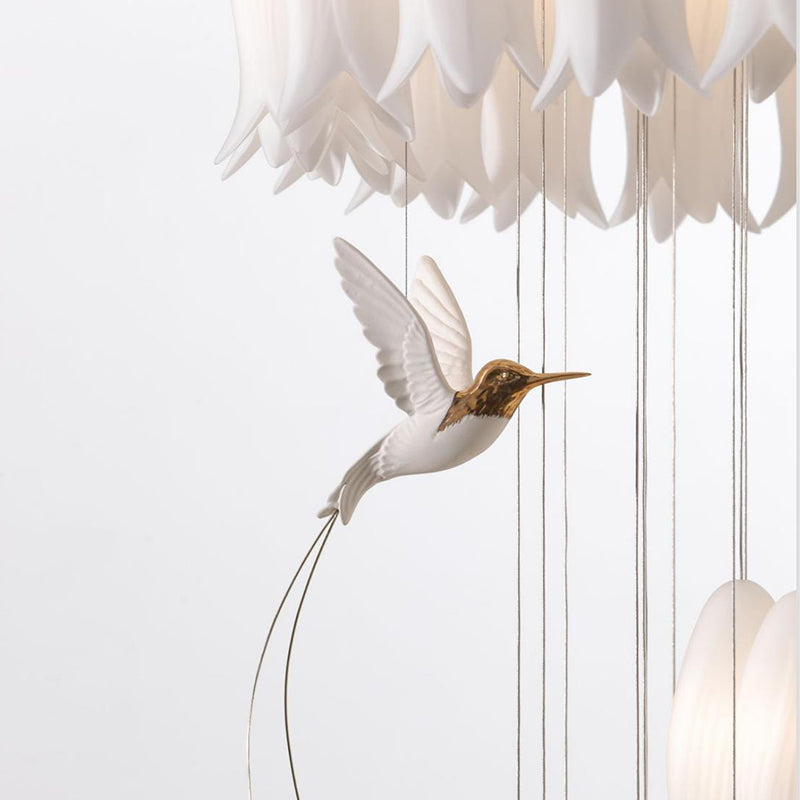 Ceramic Tulip Pendant Light with Bird