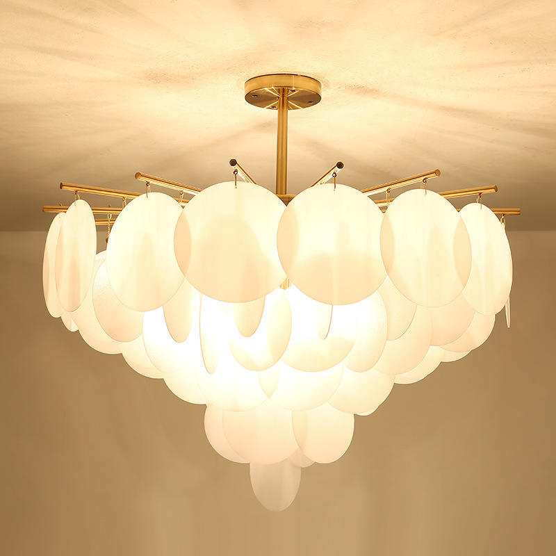 Luxury Gold Multi-layer Glass Chandelier for Living Room