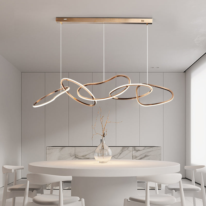 Creativity Golden Special-Shaped 5 Rings Hanging Chandelier