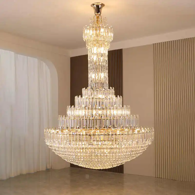 Modern Villa Living Room Luxury Crystal Chandelier High Ceiling Light