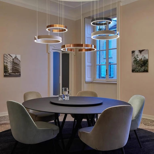 Modern Black and White Ring Pendant Lights for Kitchen Island Dining