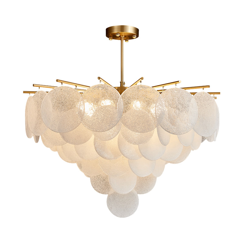 Luxury Gold Multi-layer Glass Chandelier for Living Room
