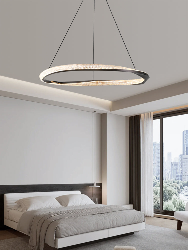 Modern Design Round Intersect Golden Black Living Room Chandelier